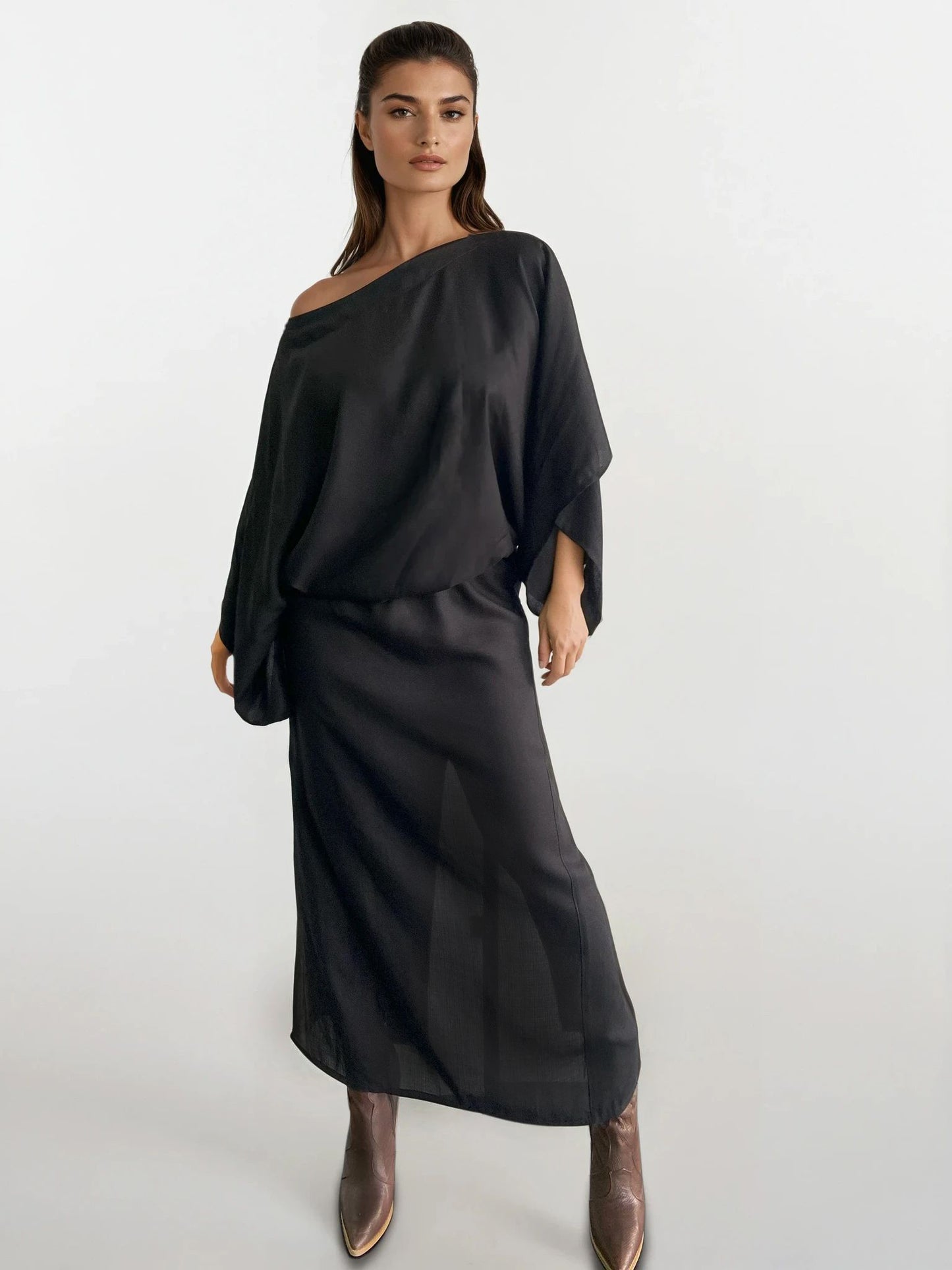 Vestido en lino bambú / Escarlata