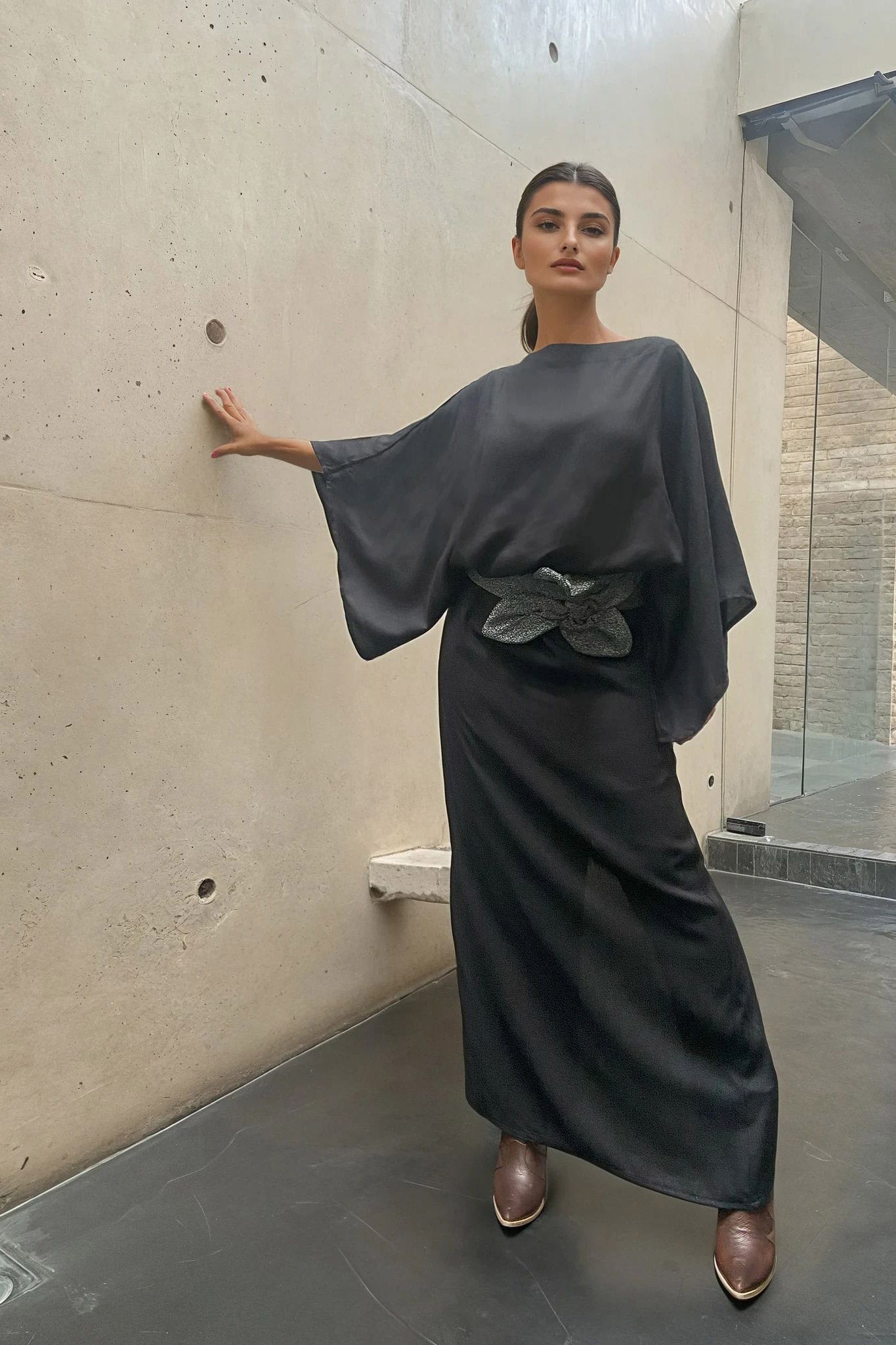 Vestido en lino bambú / Escarlata