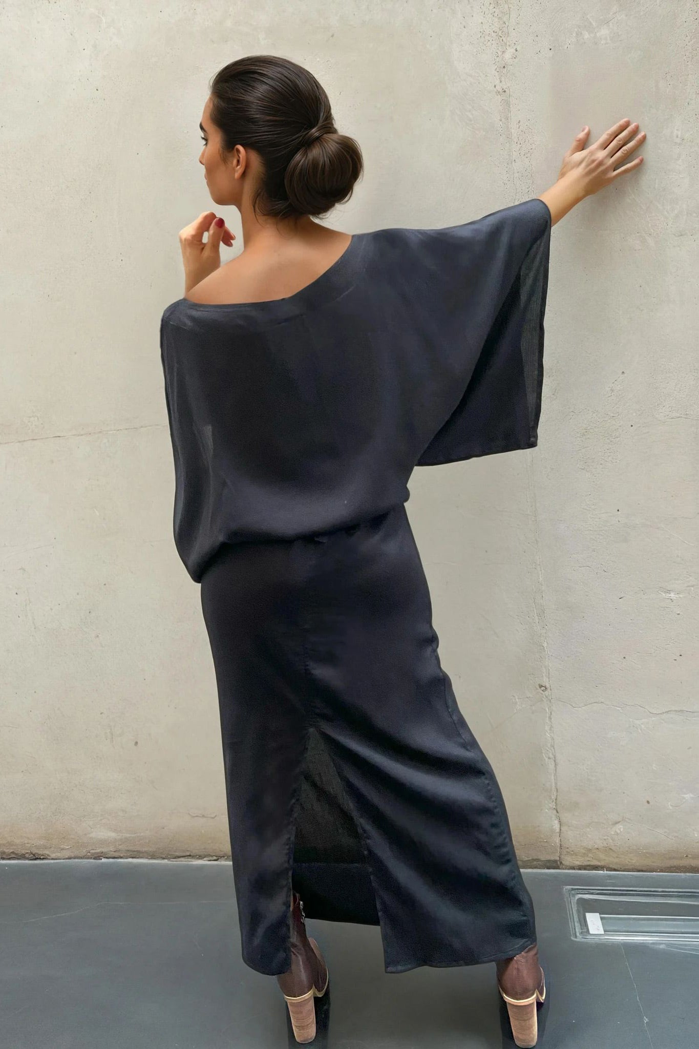 Vestido en lino bambú / Escarlata