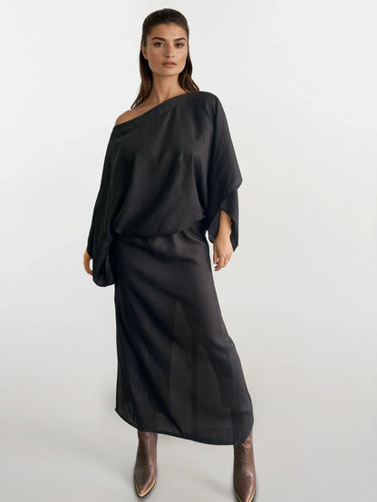 Vestido en lino bambú / Escarlata