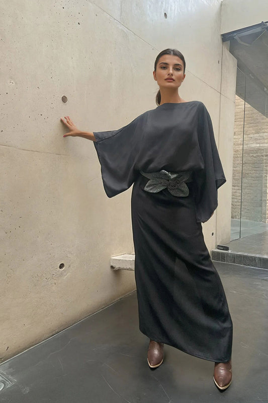 Vestido en lino bambú / Escarlata