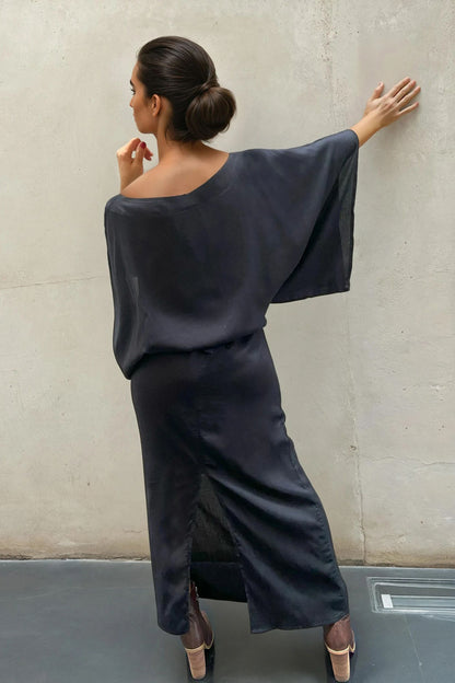 Vestido en lino bambú / Escarlata